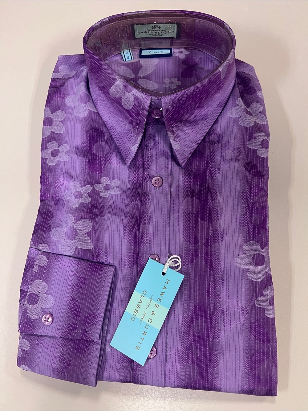 Hawes & Curtis Purple Floral Dress Shirt - Classic Fit